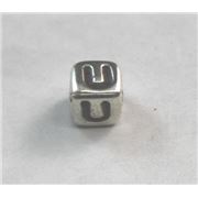 Alphabet Beads - U Nickel with Black Opaque 7mm ea