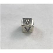 Alphabet Beads - V Nickel with Black Opaque 7mm ea