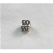 Alphabet Beads - W Nickel with Black Opaque 7mm ea