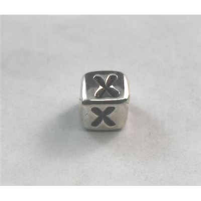 Alphabet Beads - X Nickel with Black Opaque 7mm ea