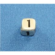 Number Beads - 1 Nickel with Black Opaque 7mm ea