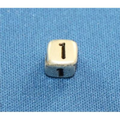 Number Beads - 1 Nickel with Black Opaque 7mm ea