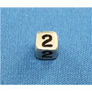 Number Beads - 2 Nickel with Black Opaque 7mm ea