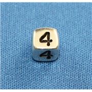 Number Beads - 4 Nickel with Black Opaque 7mm ea