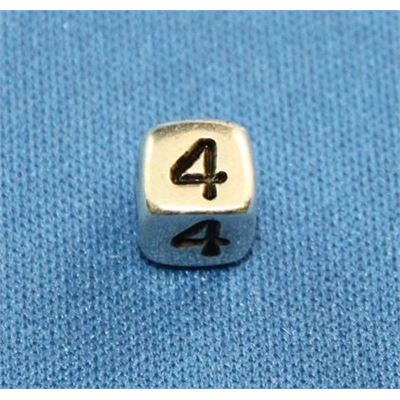 Number Beads - 4 Nickel with Black Opaque 7mm ea