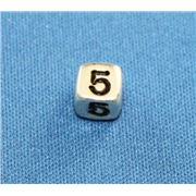 Number Beads - 5 Nickel with Black Opaque 7mm ea