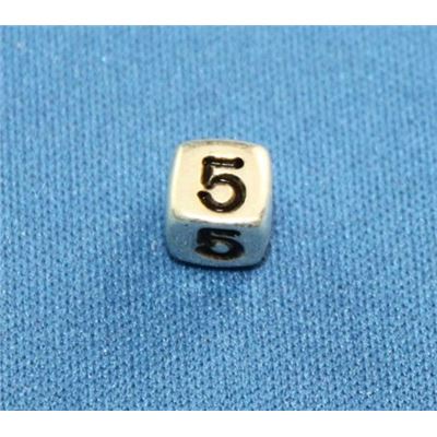 Number Beads - 5 Nickel with Black Opaque 7mm ea