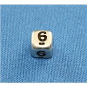 Number Beads - 6 Nickel with Black Opaque 7mm ea