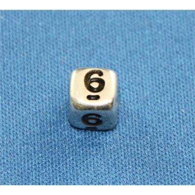 Number Beads - 6 Nickel with Black Opaque 7mm ea
