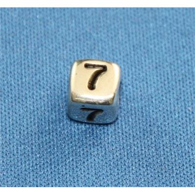 Number Beads - 7 Nickel with Black Opaque 7mm ea