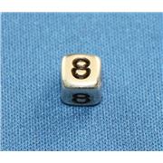 Number Beads - 8 Nickel with Black Opaque 7mm ea