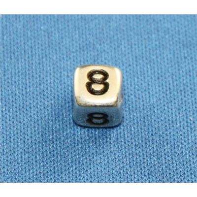 Number Beads - 8 Nickel with Black Opaque 7mm ea
