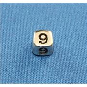 Number Beads - 9 Nickel with Black Opaque 7mm ea