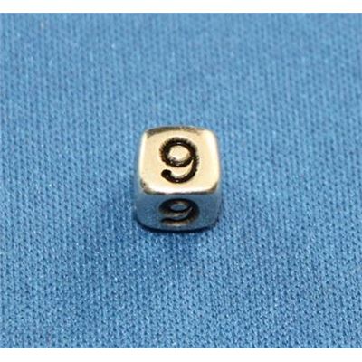 Number Beads - 9 Nickel with Black Opaque 7mm ea