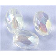 Firepolished Ovals Crystal AB 8x6mm ea