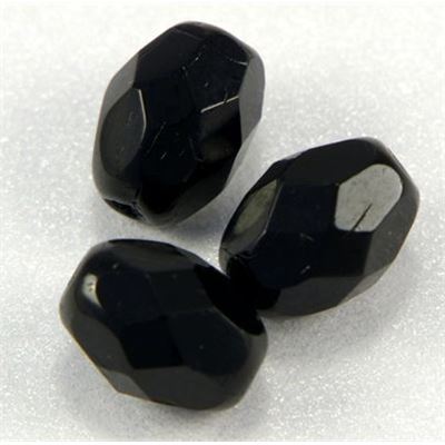 Firepolished Ovals Jet Opaque 8x6mm ea