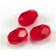 Firepolished Ovals Siam Transparent 8x6mm ea