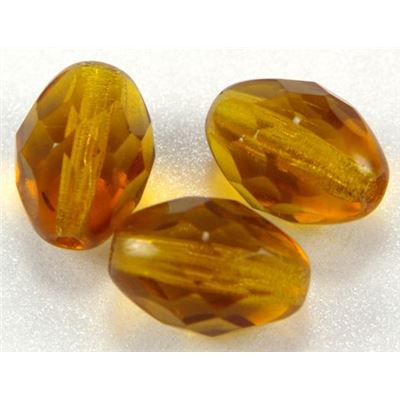 Firepolished Ovals Amber Transparent 11x8mm ea