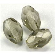 Firepolished Ovals Black Diamond Transparent 11x8mm ea