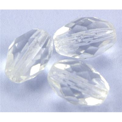 Firepolished Ovals Crystal Transparent 11x8mm ea