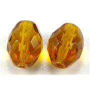 Firepolished Ovals Amber Transparent 13x10mm ea