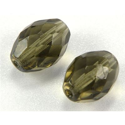 Firepolished Ovals Black Diamond Transparent 13x10mm ea