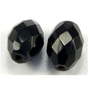 Firepolished Ovals Jet Opaque 13x10mm ea