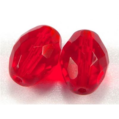 Firepolished Ovals Siam Transparent 13x10mm ea