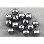 Glass Round Hematite Opaque 6mm ea