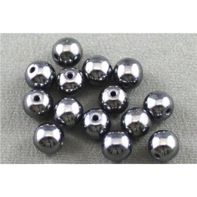 Glass Round Hematite Opaque 6mm ea
