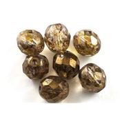 Firepolished Crystal Trans Gold Luster 10mm ea