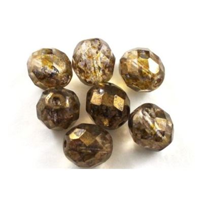 Firepolished Crystal Trans Gold Luster 10mm ea