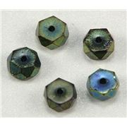 Czech Glass Rondell Green Iris 6mm ea