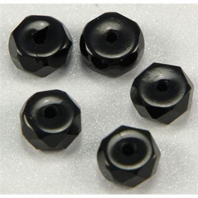 Czech Glass Rondell Jet Opaque 6mm ea