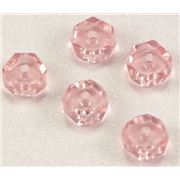 Czech Glass Rondell Pink (Rosaline) Transparent 6mm ea