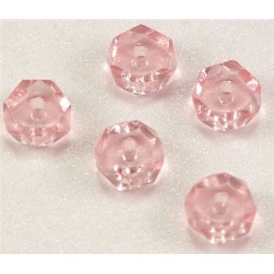 Czech Glass Rondell Pink (Rosaline) Transparent 6mm ea