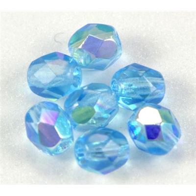 Firepolished Crystal Aquamarine AB 4mm ea