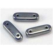 Two Hole Bar Hematite Opaque 15mm ea