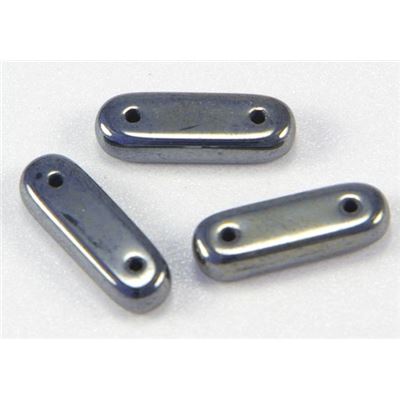 Two Hole Bar Hematite Opaque 15mm ea