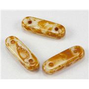 Two Hole Bar White Picasso Opaque 15mm ea