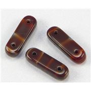 Two Hole Bar Red with Black Swirl Transparent 15mm ea