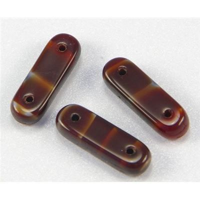 Two Hole Bar Red with Black Swirl Transparent 15mm ea