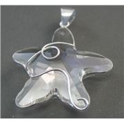 Faceted Star Pendant w/Silver Wire Swirl Crystal AB Transparent 52x43 ea