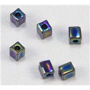 Miyuki Cube Rainbow Black AB 4mm Tube approx 20gm