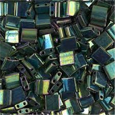 Tila Beads Metallic Green Iris  5mm - Approx 8g Tube